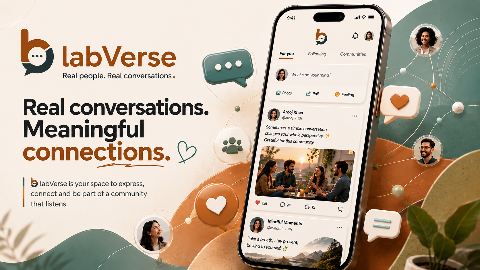 Blabverse team chat app interface preview showing real-time messaging
